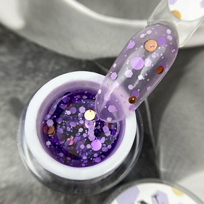 Patrisa Nail Гель для дизайна с крупным глиттером BUBBLE GEL Violety 5 гр. BD154