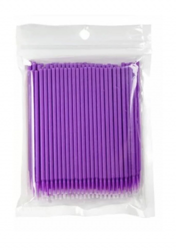 Микробраши для ресниц в пакете фиолетовые 100 шт.