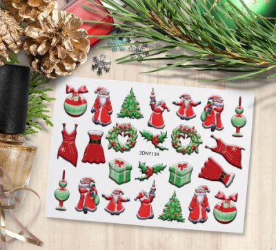 MALGRAT Nails 3D Слайдер-дизайн ОБЪЕМНЫЕ 3D СЛАЙДЕРЫ 3D Новый год 3DNY134