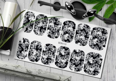 MALGRAT Nails Слайдер-дизайн ЧЕРНЫЕ СЛАЙДЕРЫ Dark Night BDN115