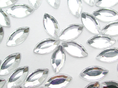 Стразы - Миндаль, белые 5 х 10 мм. (Y1CL83D) 50 шт./банка