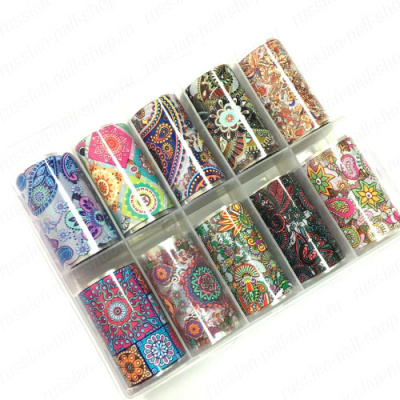 Переводная фольга орнамент пейсли набор/10шт. Переводная фольга орнамент пейсли набор/10шт.