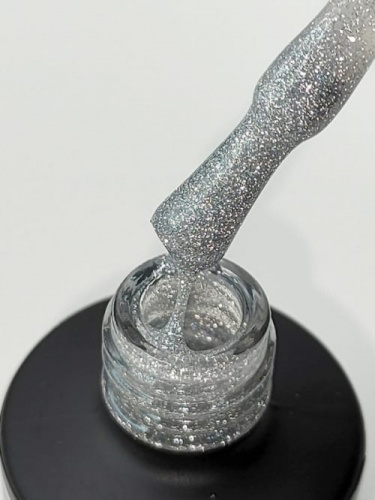 UNO Гель-лак базовый светоотражающий Rubber Color Base Gel Silver 8 г. UBGRRFS