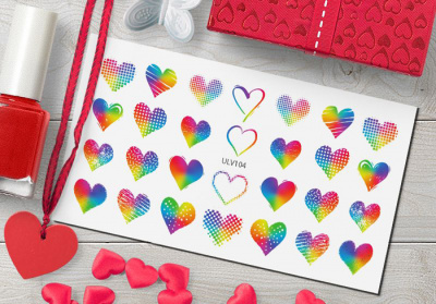 MALGRAT Nails Слайдер-дизайн ЦВЕТНЫЕ СЛАЙДЕРЫ НА ЛЮБОЙ ФОН LOVE ULV104