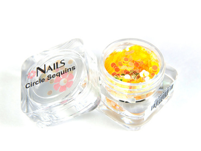 Глиттер Nails квадр.банка Y1BK100 круглые 2 мм. Желтые голография 1