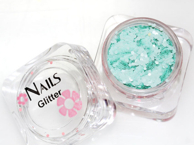 Глиттер Nails квадр.банка Y1BV087 круглые 2 мм. Пастельный бирюзовый