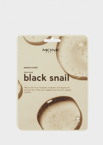 Monic Beauty Маска для лица тканевая Черная улитка Skin Code Black snail 25 мл.