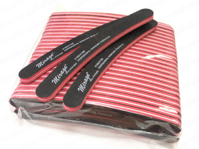 Пилка Mirage бумеранг, черная (100/180) с красной прожилкой толстая 50 шт./уп. MVBB 100-180