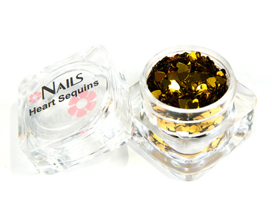 Глиттер Nails квадр.банка Y1BK401 сердце 3 мм. Золото 5