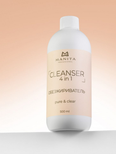 MANITA Professional Жидкость Обезжириватель для ногтей универсальный 4 в 1 PURE, CLEAR 500 мл.