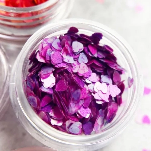 Камифубуки К86 Сердечки лиловый микс, матовые