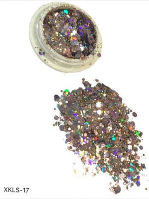 Дизайн Брокат XKLS-17 золото с розовым