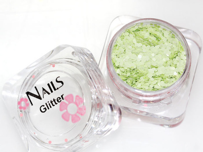 Глиттер Nails квадр.банка Y1BV086 круглые 2 мм. Пастельный зеленый