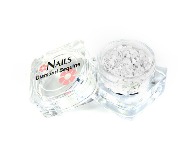 Глиттер Nails квадр.банка Y1BK202 ромб 3 мм. Белый матовый 2