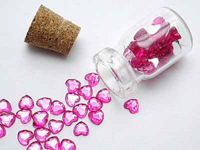 Стразы - Сердце, розовые 3,2 мм. (Y1CL84B) - 70 шт./банка