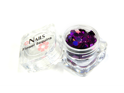 Глиттер Nails квадр.банка Y1BK313 цветок 4 мм. Фиолетовый голография 4