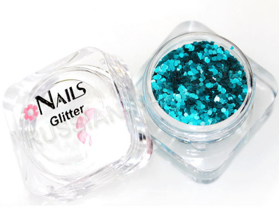 Глиттер Nails квадр.банка Y1BV095 круглые 2 мм. Насыщенный бирюзовый