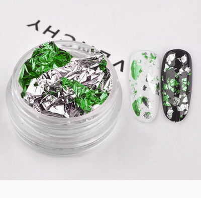 Фольга поталь двухцветная Зеленая с серебром FCC-22 Фольга поталь двухцветная Зеленая с серебром FCC-22