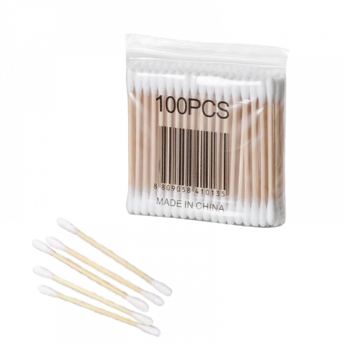 Ватные палочки в пакете дерево 100 шт.
