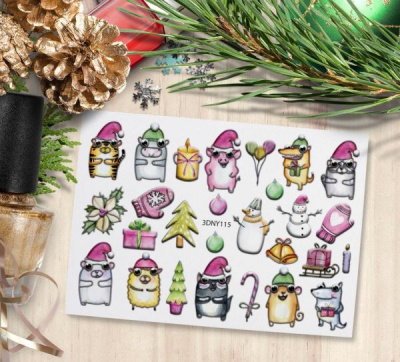 MALGRAT Nails 3D Слайдер-дизайн ОБЪЕМНЫЕ 3D СЛАЙДЕРЫ 3D Новый год 3DNY115