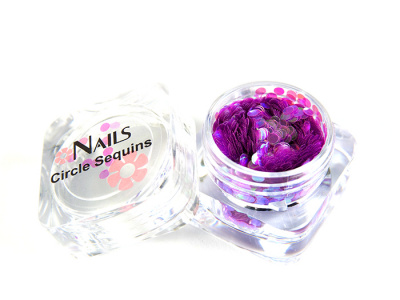 Глиттер Nails квадр.банка Y1BK102 круглые 2 мм. Фиолетовые голография 1