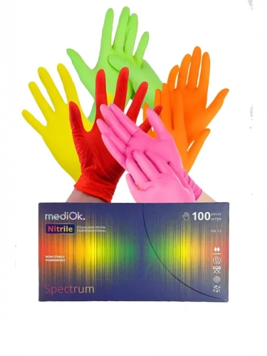 Перчатки нитриловые MediOk размер M SPECTRUM (МИКС 5 ЦВЕТОВ) 100 шт./уп.