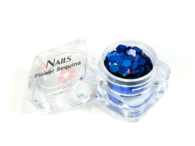 Глиттер Nails квадр.банка Y1BK312 цветок 4 мм. Синий голография 4