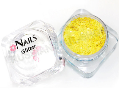 Глиттер Nails квадр.банка Y1BV100 круглые 2 мм. Желтый