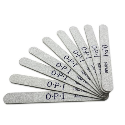 OPI Пилка для ногтей ПРЯМАЯ 100/180 грит серая тонкая на деревянной основе