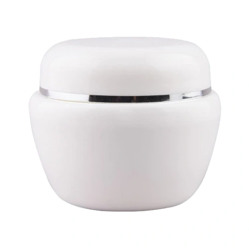 Баночка для геля белая с серебряным ободком 50 г.