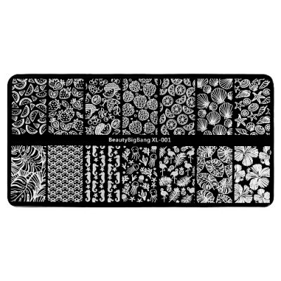 IRISK Трафарет для стемпинга металлический 6x12 см. П557-11 (138) BeautyBigBang XL-001 summer