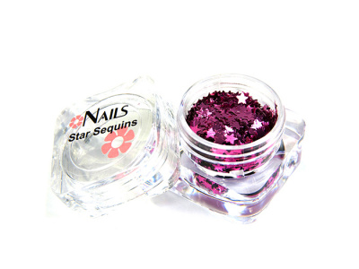 Глиттер Nails квадр.банка Y1BK507 звезда 3 мм. Розовый 7