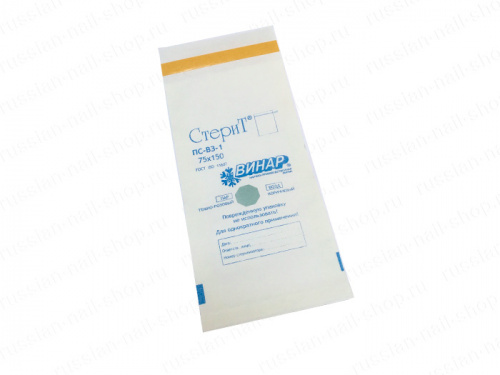 Пакеты бумажные (белые, влагопрочные) СтериТ 75х150мм. 100 шт./уп.