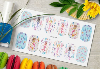 MALGRAT Nails Слайдер-дизайн ЦВЕТНЫЕ СЛАЙДЕРЫ НА ЛЮБОЙ ФОН Море USEA106