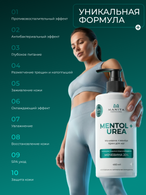 MANITA Professional Крем для ног MENTOL + UREA 460 мл.