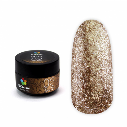 Bloom Гель GLITZ №02 (белое золото) 5 мл.