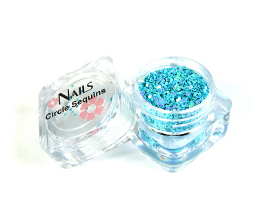 Глиттер Nails квадр.банка Y1BK105 круглые 1 мм. Голубые голография 1