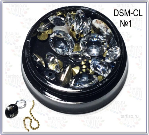 Дизайн Стразы микс в банке 1 Прозрачный DSM-CL
