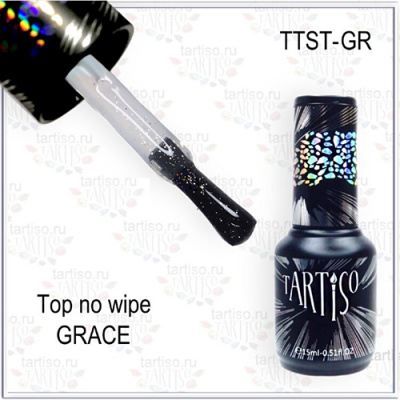 TARTISO Топ без липкого слоя с блестками TIME TOP NO WIPE GRACE TTST-GR 15 мл. TARTISO Топ без липкого слоя с блестками TIME TOP NO WIPE GRACE TTST-GR 15 мл.