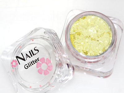 Глиттер Nails квадр.банка Y1BV092 круглые 2 мм. Пастельный желтый