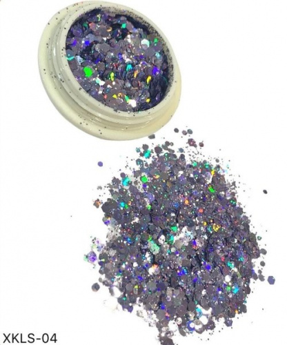 Дизайн Брокат XKLS-04 серебро с фиолетовым