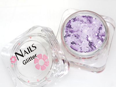 Глиттер Nails квадр.банка Y1BV090 круглые 2 мм. Пастельный сиреневый