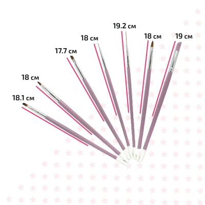 Набор кистей для моделирования, художественной росписи ногтей и дизайна 7 шт. розовые Набор кистей для моделирования, художественной росписи ногтей и дизайна 7 шт. розовые