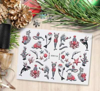 MALGRAT Nails 3D Слайдер-дизайн ОБЪЕМНЫЕ 3D СЛАЙДЕРЫ 3D Новый год 3DNY124