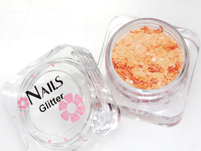 Глиттер Nails квадр.банка Y1BV085 круглые 2 мм. Пастельный оранжевый