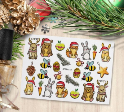 MALGRAT Nails 3D Слайдер-дизайн ОБЪЕМНЫЕ 3D СЛАЙДЕРЫ 3D Новый год 3DNY118