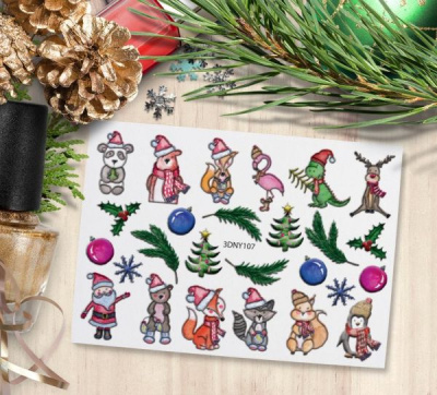 MALGRAT Nails 3D Слайдер-дизайн ОБЪЕМНЫЕ 3D СЛАЙДЕРЫ 3D Новый год 3DNY107