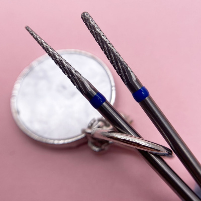 KristallNails, Твердосплавная фреза Игла фиссурная Средняя (Синяя) 31013