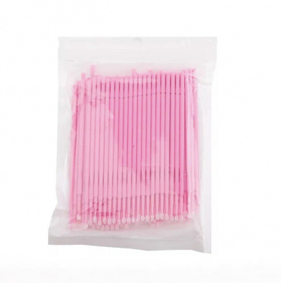 Микробраши для ресниц в пакете розовые 100 шт.
