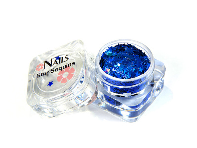 Глиттер Nails квадр.банка Y1BK512 звезда 3 мм. Синий голография 8